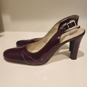 Anne Klein burgundy sling back heels size 10